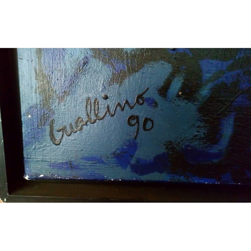 Vintage acrylschilderij door Patrick Guallino, 1990