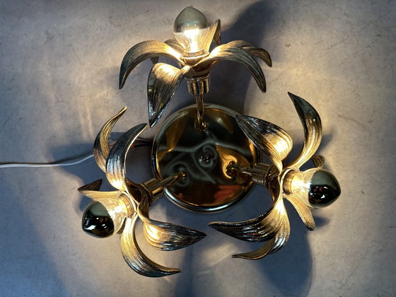 Image 1 of 1970’S Flower Ceiling / Wall Lamp - Hollywood Regency