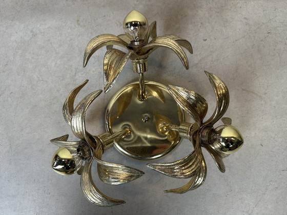 Image 1 of 1970’S Flower Ceiling / Wall Lamp - Hollywood Regency