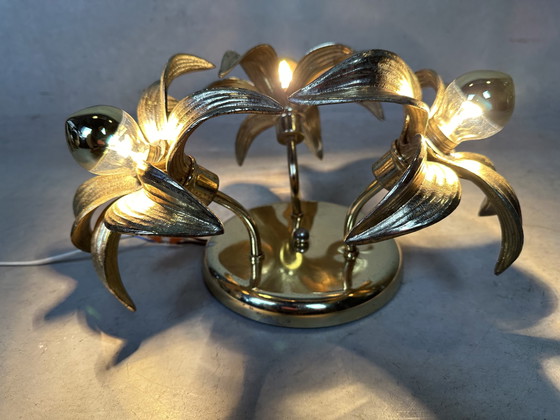 Image 1 of 1970’S Flower Ceiling / Wall Lamp - Hollywood Regency