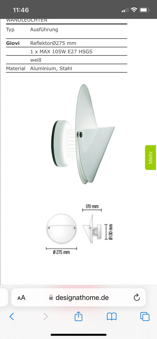 Flos Giovi 1210 Wandlamp 