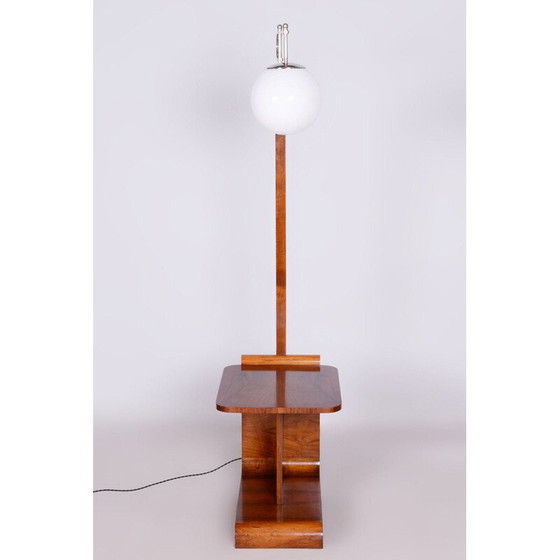 Image 1 of Vintage Art Deco vloerlamp in walnoot en beuken door Jindrich Halabala voor Up Zavody, Tsjecho-Slowakije 1930