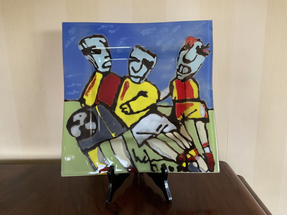 Image 1 of Herman Brood ,Glazen Schaal Gesigneerd 