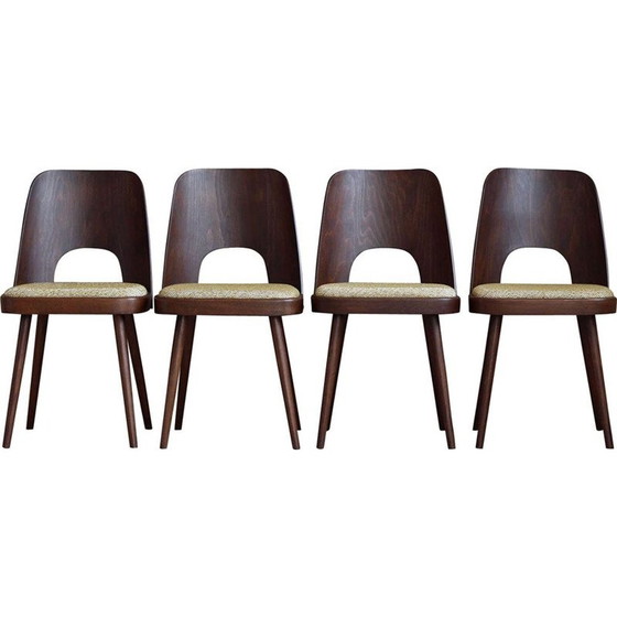 Image 1 of Set van 4 vintage stoelen opnieuw bekleed met stof door Oswald Haerdtl voor Mr. Josef Hoffmann, Oostenrijk 1950
