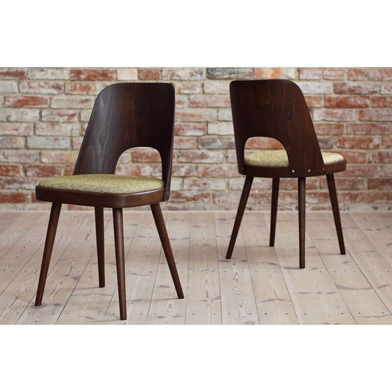Image 1 of Set van 4 vintage stoelen opnieuw bekleed met stof door Oswald Haerdtl voor Mr. Josef Hoffmann, Oostenrijk 1950