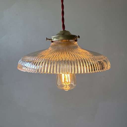 Antieke Prismatische Vintage Glazen Hanglamp