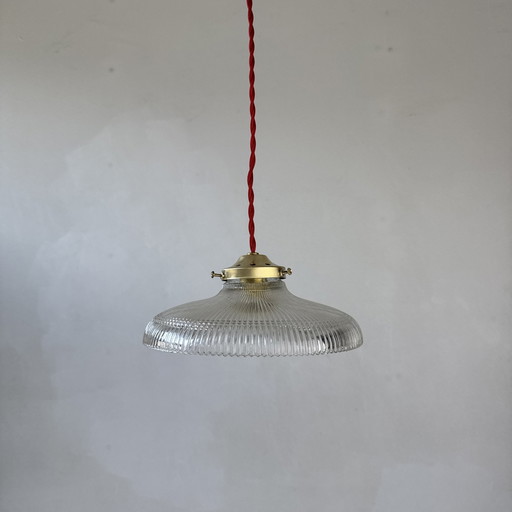 Antieke Prismatische Vintage Glazen Hanglamp