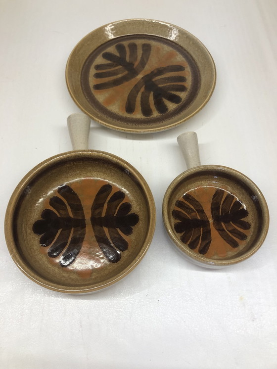 Image 1 of Set van 3 Vintage Pornische Keramische Schotels, Palmyra Ontwerp.