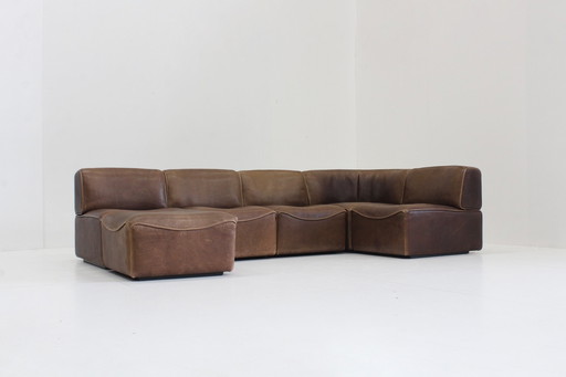 Vintage De Sede Ds15  Bruin Leren Modulaire Sofa 1970S 