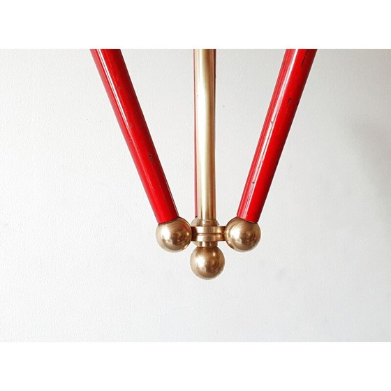 Image 1 of Vintage kroonluchter van messing en metaal, Frankrijk 1950