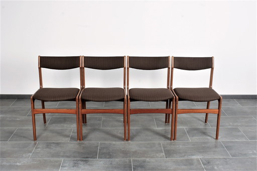 4x Erik Buck teak stoelen voor O.D. Mobler