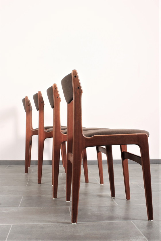 Image 1 of 4x Erik Buck teak stoelen voor O.D. Mobler