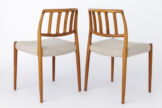 Image 1 of 4 Niels Moller Stoelen, model 83, jaren 1970, Rozenhout, Deens, Vintage