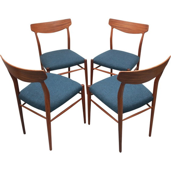 Image 1 of Set van 4 vintage eetkamerstoelen in teakhout van Gustav Herkskröter voor Lübke, Duitsland 1960
