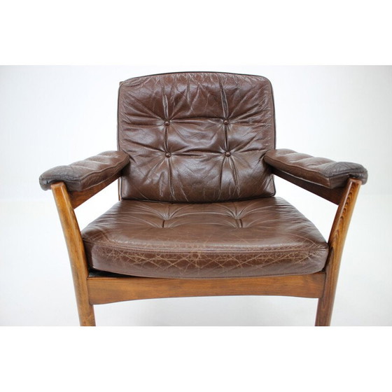 Image 1 of Vintage leren fauteuil, Scandinavië 1960