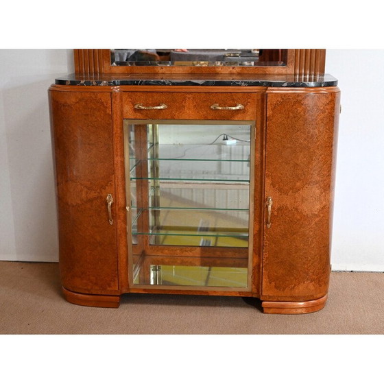 Image 1 of Vintage ceder en zwart marmeren highboard voor Maison Stourm, jaren 1940