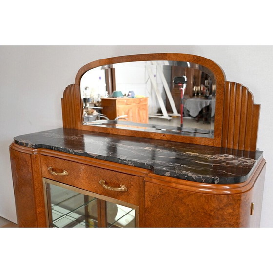 Image 1 of Vintage ceder en zwart marmeren highboard voor Maison Stourm, jaren 1940