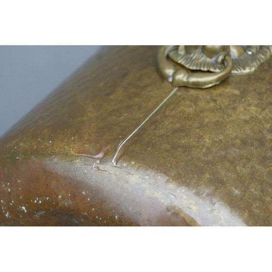 Image 1 of Vintage messing bloempot met leeuwenkoppen, 1900