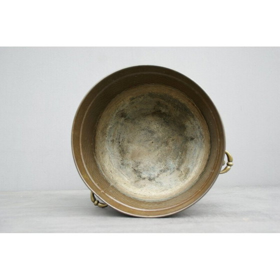 Image 1 of Vintage messing bloempot met leeuwenkoppen, 1900