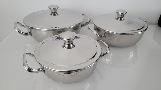 3x Alfra Alessi Rvs Dekselschalen