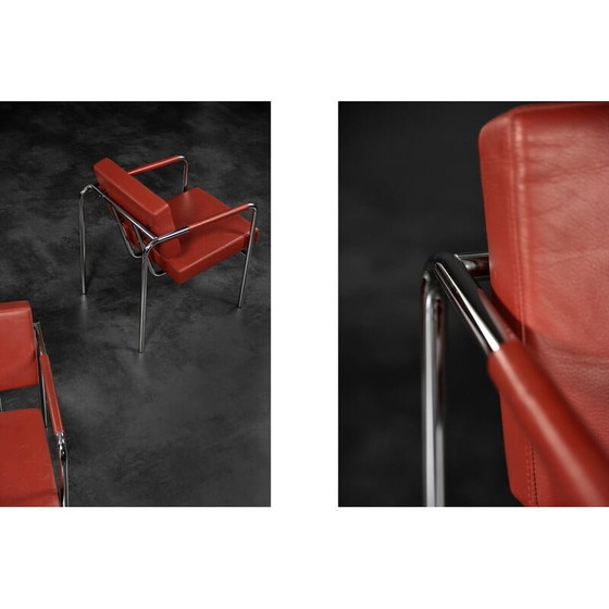 Image 1 of Paar vintage fauteuils Ej 8 in rood leer van Torben Skov voor Erik Jørgensen Møbelfabrik, jaren 1990