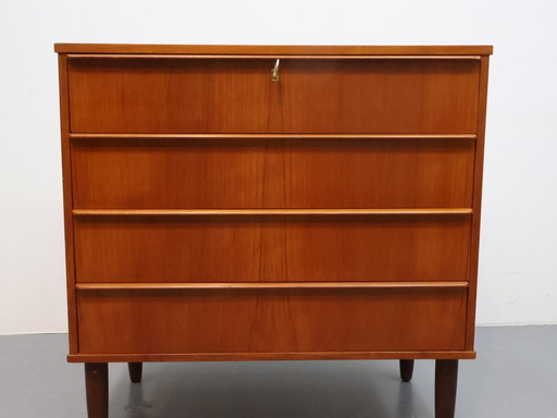 Vintage Deense Ladekast 4 Lades Teak 78 X 78 X41