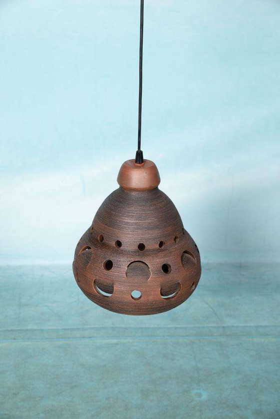 Image 1 of Japandi keramische hanglamp jaren 60/70, boho vintage lamp