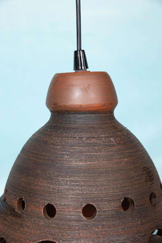 Image 1 of Japandi keramische hanglamp jaren 60/70, boho vintage lamp