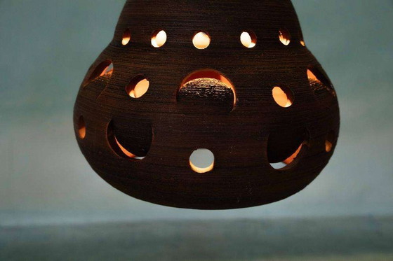 Image 1 of Japandi keramische hanglamp jaren 60/70, boho vintage lamp