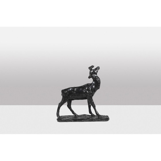 Image 1 of Vintage bronzen sculptuur "Deer Belling" van François Pompon voor Atelier Valsuani, 2006
