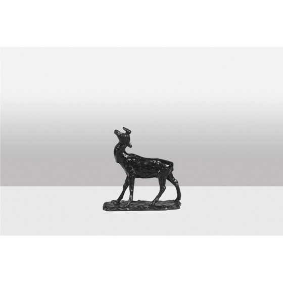 Image 1 of Vintage bronzen sculptuur "Deer Belling" van François Pompon voor Atelier Valsuani, 2006