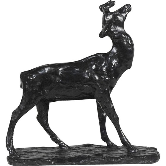 Image 1 of Vintage bronzen sculptuur "Deer Belling" van François Pompon voor Atelier Valsuani, 2006