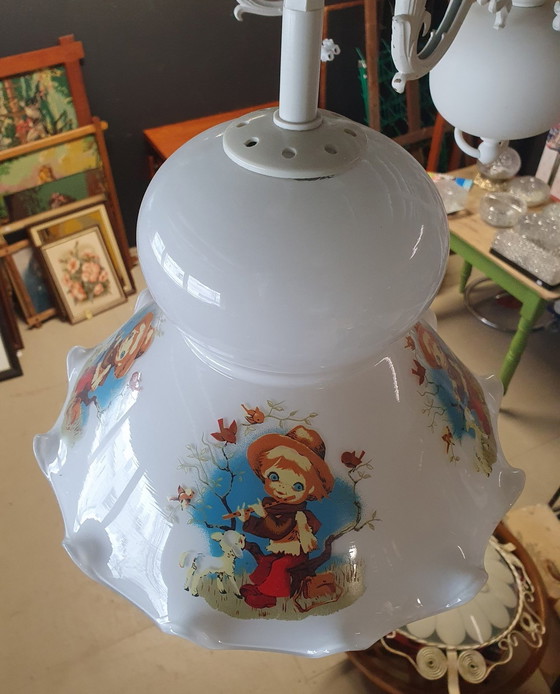 Image 1 of 1168 Vintage Glazen Hanglamp, Kinderlamp