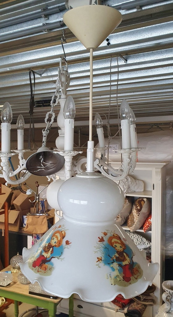 Image 1 of 1168 Vintage Glazen Hanglamp, Kinderlamp