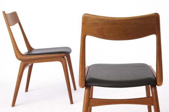 Image 1 of 2 Teakhouten Boomerang Eetkamerstoelen van Alfred Christensen voor Slagelse Mobelvaerk, 1950, Set van 2.