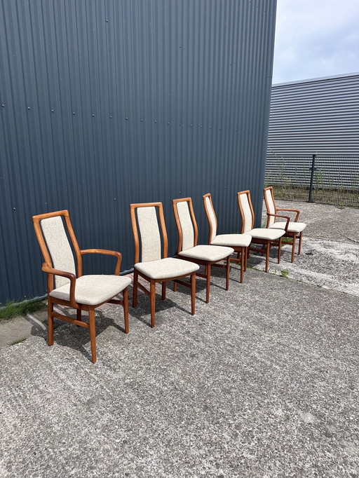 6 x Vintage deense eetkamerstoelen stoelen