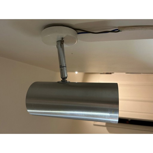 Vintage verstelbare wandlamp van geborsteld metaal voor Raak, 1970