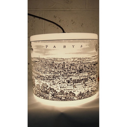 Vintage gezeefdrukte opaline hanglamp