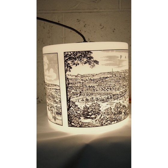 Image 1 of Vintage gezeefdrukte opaline hanglamp