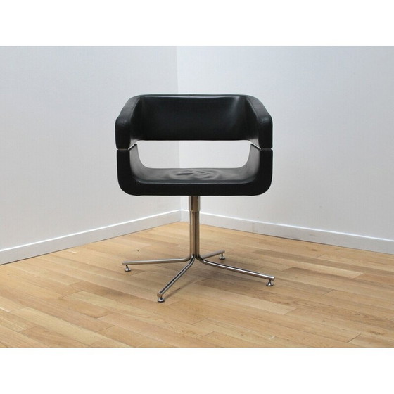 Image 1 of Vintage leren en aluminium bureaustoel voor La Cividina