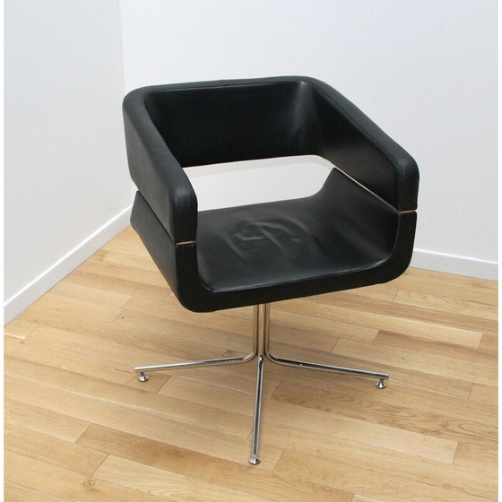 Image 1 of Vintage leren en aluminium bureaustoel voor La Cividina