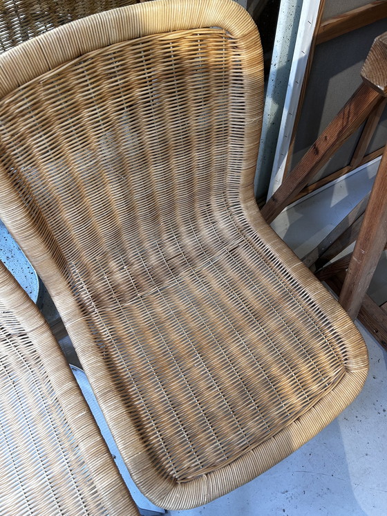 Image 1 of Set Of 4 Vintage Wicker Dining Chairs By Cidue opknapper