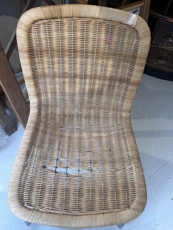 Image 1 of Set Of 4 Vintage Wicker Dining Chairs By Cidue opknapper