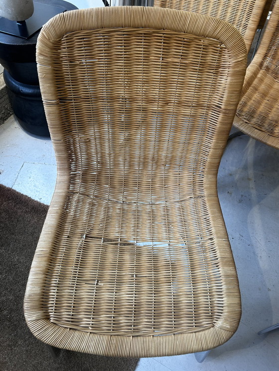 Image 1 of Set Of 4 Vintage Wicker Dining Chairs By Cidue opknapper