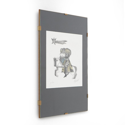 Kleurenzeefdruk "De Drie Wijzen" van Emanuele Luzzati, 1980S