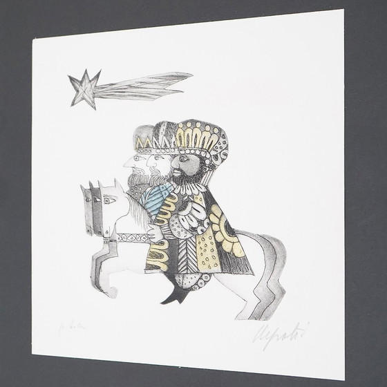 Image 1 of Kleurenzeefdruk "De Drie Wijzen" van Emanuele Luzzati, 1980S