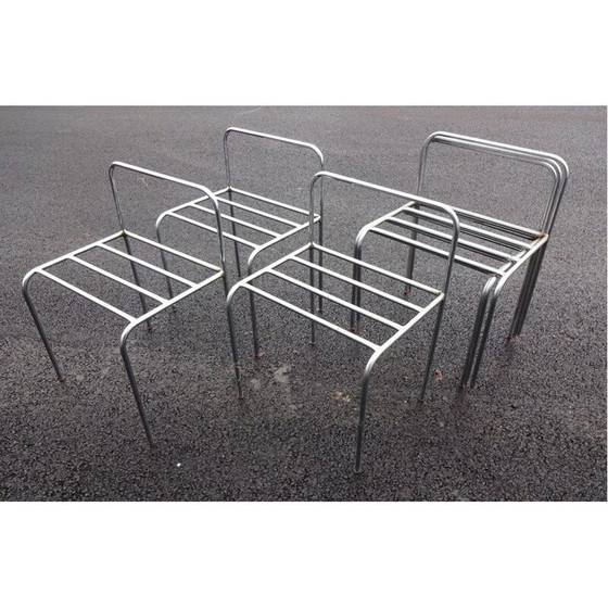 Image 1 of Set van 6 vintage stoelen van verchroomd metaal, 1970