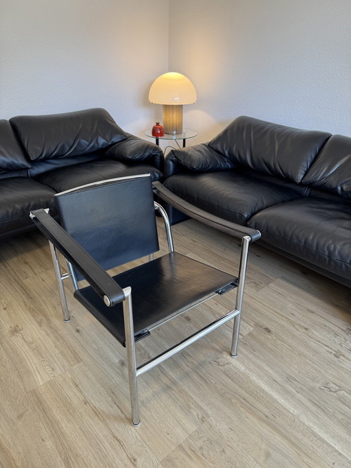 LC1 70s leren fauteuil zwart