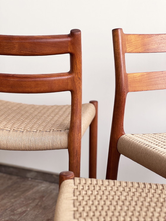 Image 1 of Mid Century Deense Model 84 stoelen in teak van Niels O. Møller voor J.L. Moller, 1950, set van 6