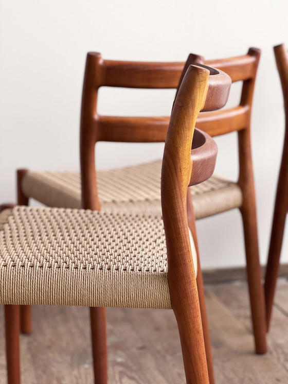 Image 1 of Mid Century Deense Model 84 stoelen in teak van Niels O. Møller voor J.L. Moller, 1950, set van 6